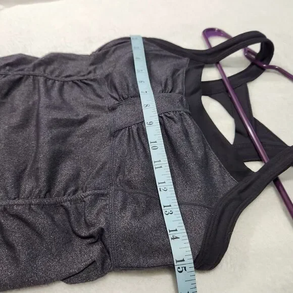 Athleta Tank Top Women Size Small Gray Criss Cross Stretch Built In Bra - Picture 5 of 9